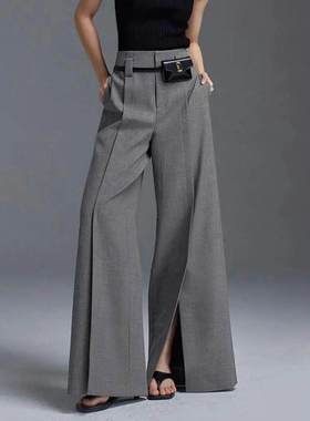 Freeacy Women's Formal Suit Pants High Waisted Wide Leg Floo