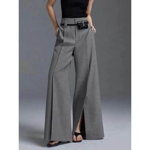 Freeacy Women's Formal Suit Pants High Waisted Wide Leg Floo