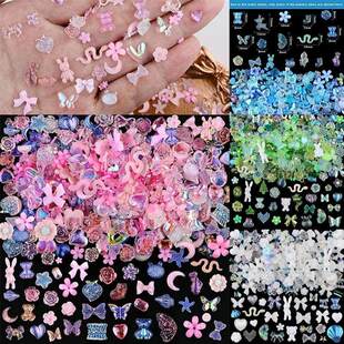 100pc Kawaii Resin Nail Charms Rhinestones Candy Colors Cart