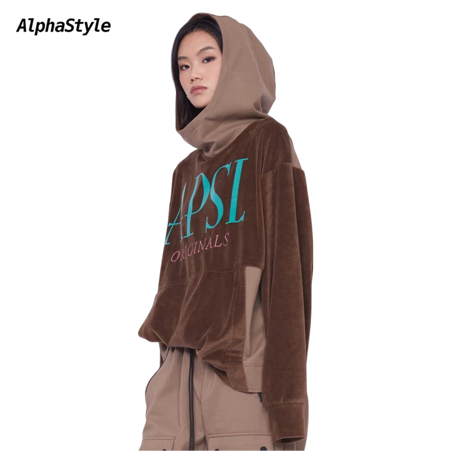 Alphastyle冬季连帽拼接套头卫衣