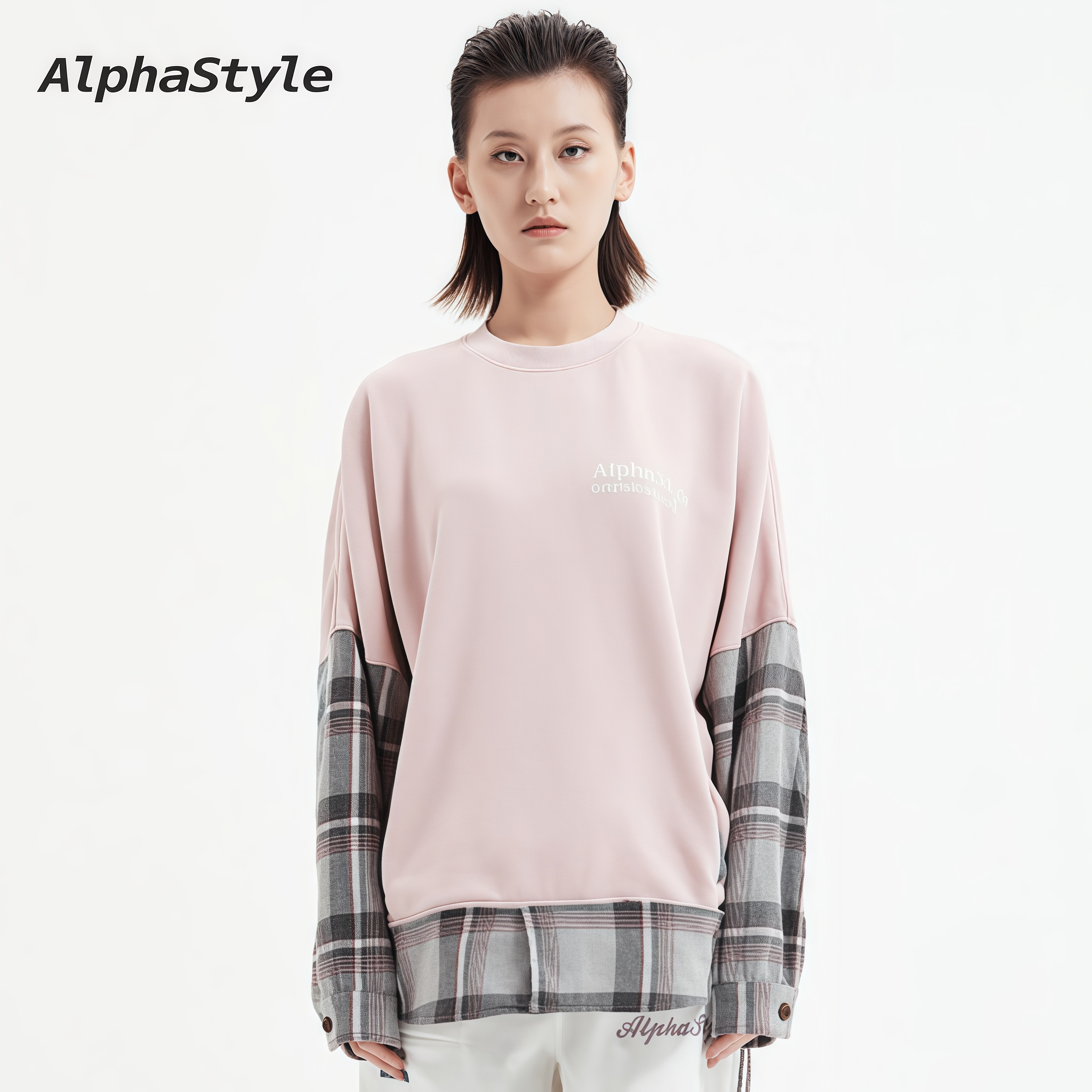 AlphaStyle秋冬撞色拼接融合卫衣