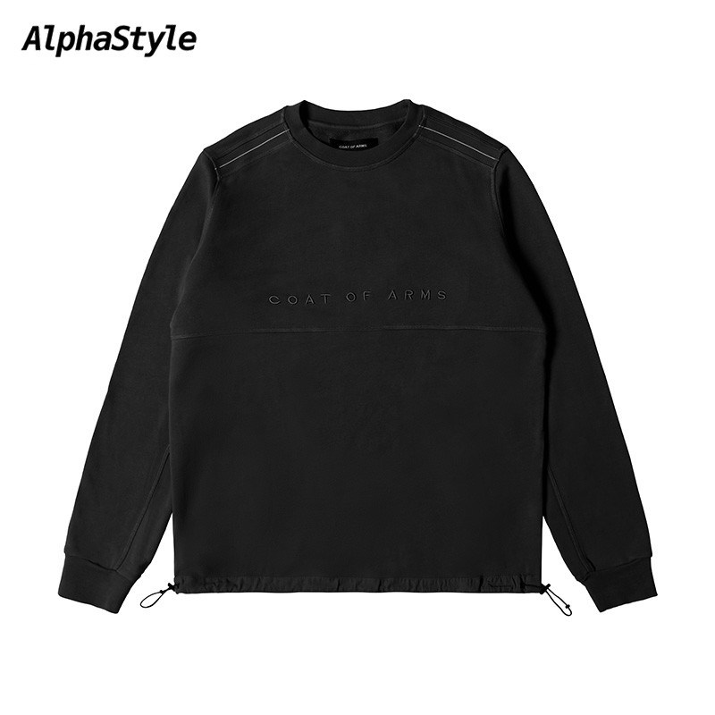 AlphaStyle秋季经典套头运动卫衣长袖圆领休闲简约时尚百搭男女款