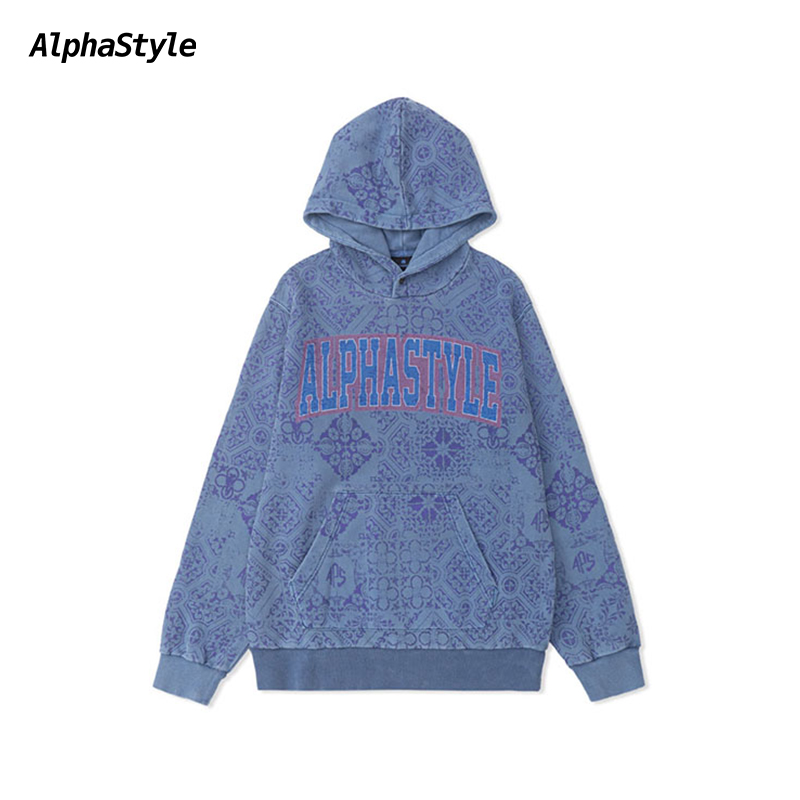 AlphaStyle秋冬印花连帽卫衣男女
