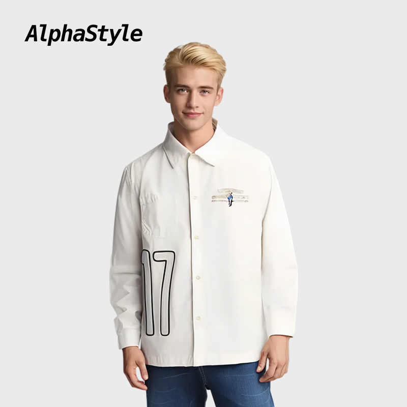 Alphastyle秋冬工装衬衫刺绣复古