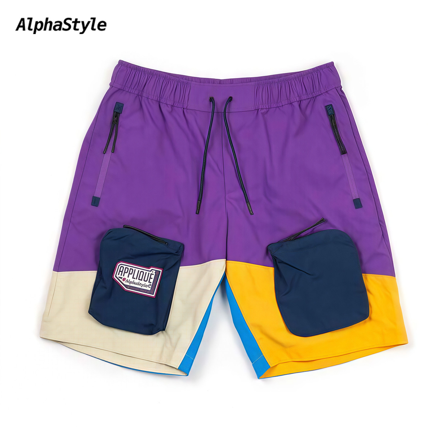 夏季登山裤运动五分短裤拼接撞色