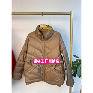 独登恒创服饰羽绒服韩版花边服女新款短款宽松气质白鸭绒立领面包