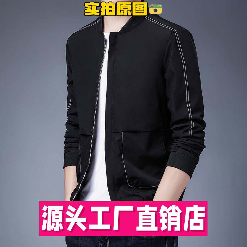 晋江恩步服饰春秋季薄款夹克男式外套潮流男装帅气外套男士立领工