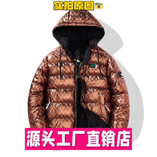 泉州奔潮服饰冬季棉衣男款亮面加厚保暖潮流双面穿棉服青少年脱卸