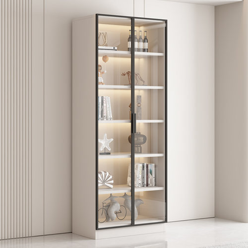 书柜落地置物架带玻璃门定制酒柜