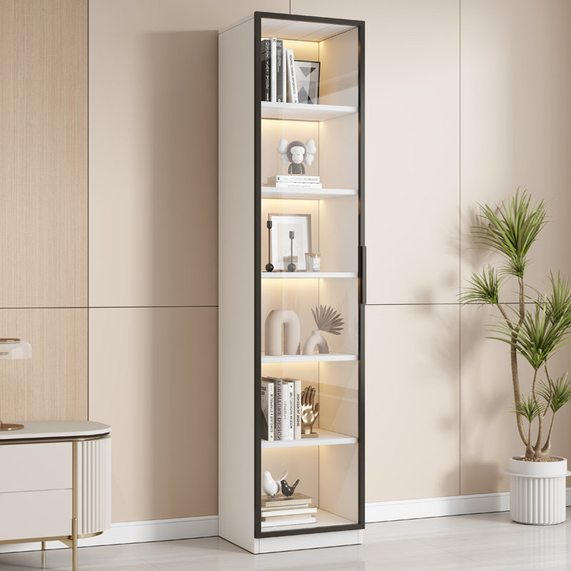 包安装书柜客厅展示柜家用玻璃门储物收纳柜落地立柜沙发夹缝柜子