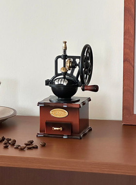 复古装饰摆件咖啡机音乐盒轻奢摆设咖啡店手摇八音盒高级拍照道具