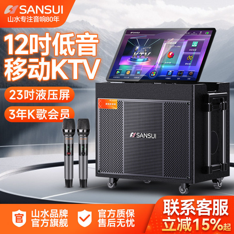 山水PE122新款一体机音箱家庭KTV音响套装户外K歌广场舞带显示屏