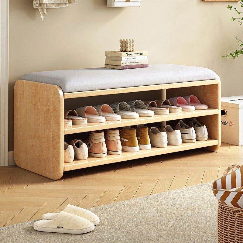 实木入门换鞋凳家用门口穿鞋凳鞋柜客厅坐凳一体软包坐垫鞋架