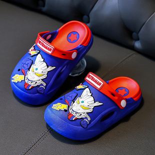 卡通奥特曼儿童洞洞鞋男童防滑防踢婴幼儿包头学步鞋