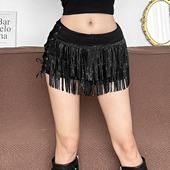 SylCue 叛逆少女辣妹风设计感亮闪闪流苏高腰显瘦半身裙百搭短裙