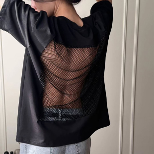 t恤辣妹上衣 潮流ins风网眼镂空宽松百搭休闲短袖 SylCue 玩酷时尚