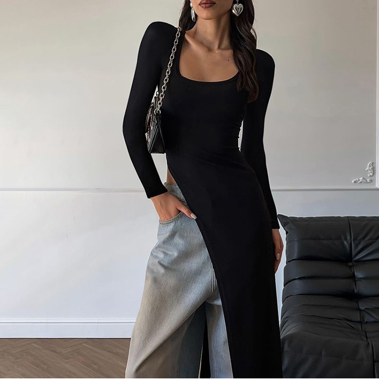 长袖不规则长款女T恤上衣