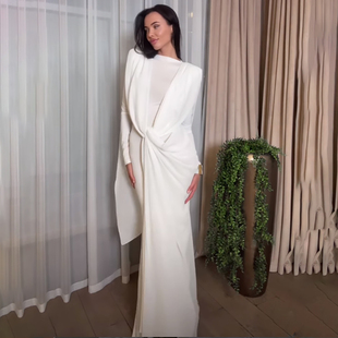 SylCue 复古风典雅高贵网纱拼接褶皱百搭长袖连衣裙显瘦女神长裙