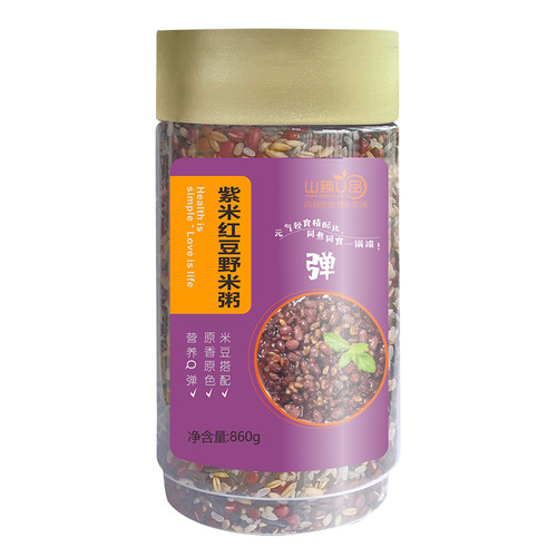 山臻U品紫米红豆野米粥860g混合杂粮粥早餐