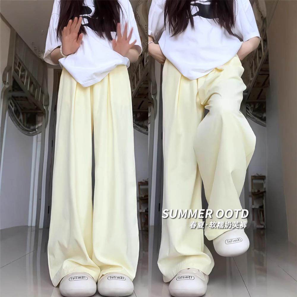 维多利亚质量夏天松弛感奶芙山本裤女2025新款高腰宽松垂感显瘦冰