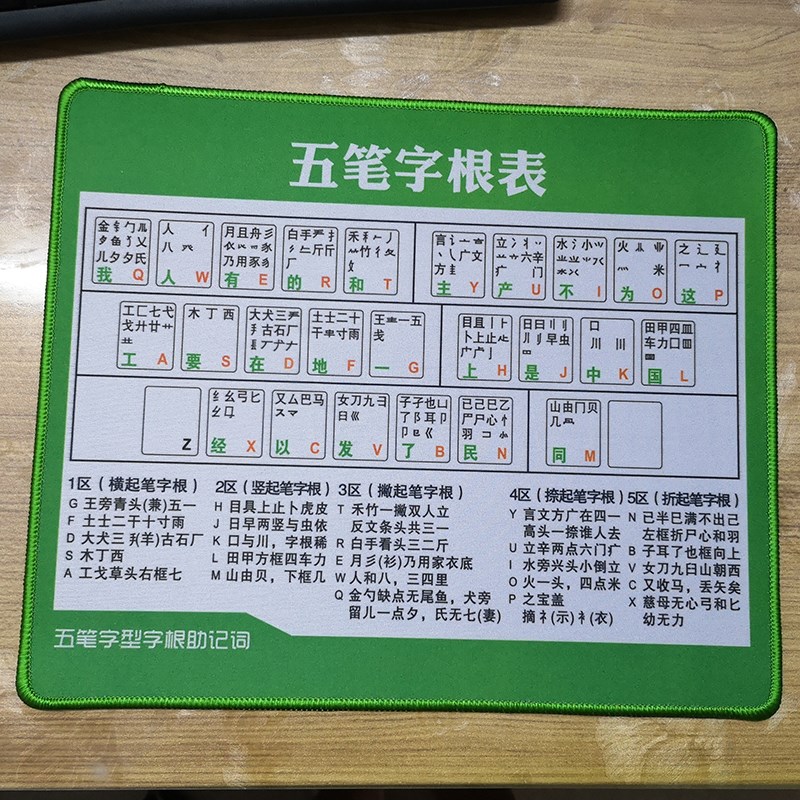鼠标垫背打字字根表键盘的五笔垫图口诀输入法新手