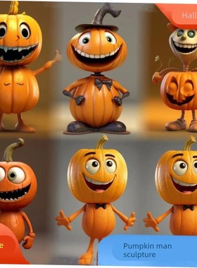 Halloween pumpkin man statue tabletop decoration resin craft