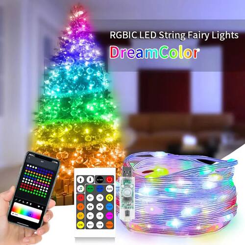 WS2812B Bluetooth LED String Lights USB 5V Dreamcolor RGBIC