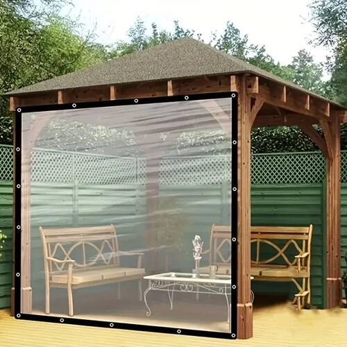 Clear Waterproof Polyester Tarp with Reinforced Grommets - V