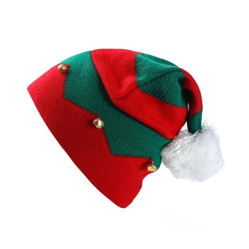 Toddler Kids Christmas Knitted Elf Hat with Small Bells