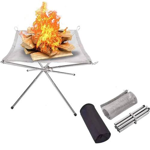 Outdoor BBQ Bonfire Rack Portable Camping Fire Pit Grill Sta