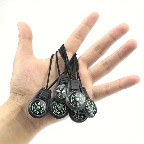 5-Pack Mini Survival Compass - Waterproof, Acrylic, Essentia