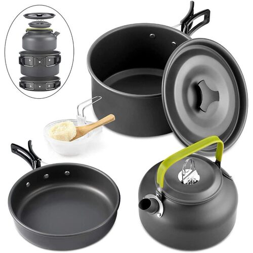 Outdoor camping cookware set aluminum non stick pot portable