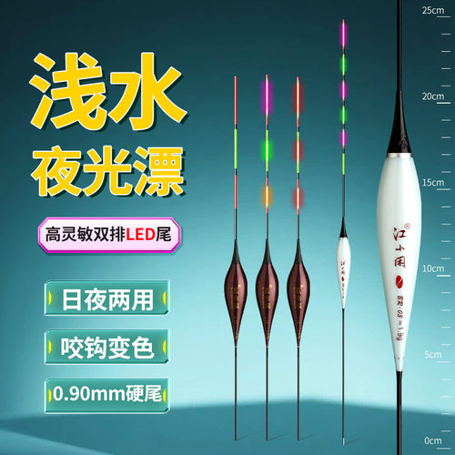 浅水LED夜光漂咬钩变色日夜两用电子浮漂溪流草洞冰钓鱼漂3目5目