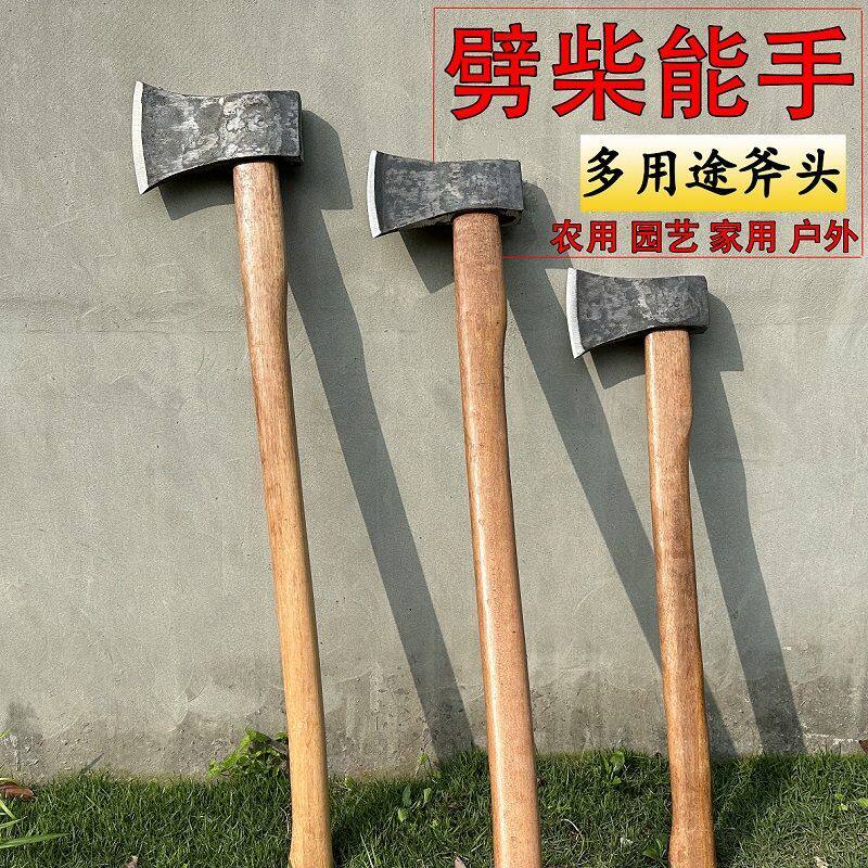 轨道钢手工锻打斧头户外开山伐木东北斧大号全钢板斧家用劈材斧头