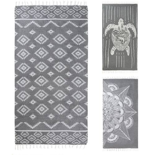 Turkish cotton fringed beach towel sea turtle mandala flower