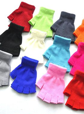 Autumn Winter New Half Finger Warm Gloves For Men Women Stud