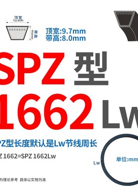 三角带SPZ/1625/1637/1662/1675/1687/1730/Lw传动皮带高速窄V带