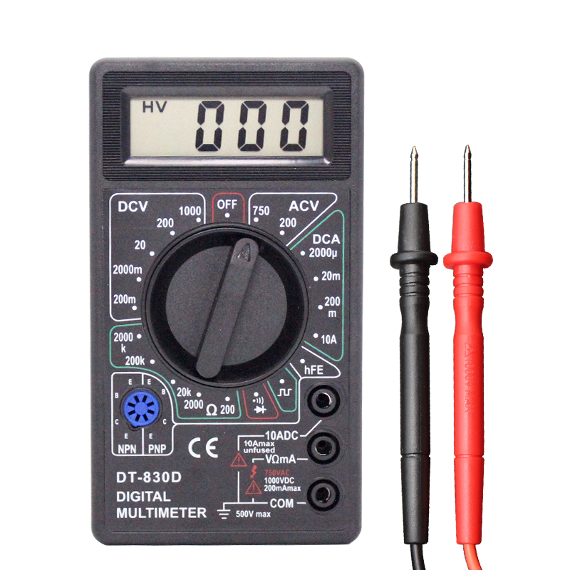 DT830De袖珍型数字万用表带蜂鸣万能表测电压电流电阻学生用表表