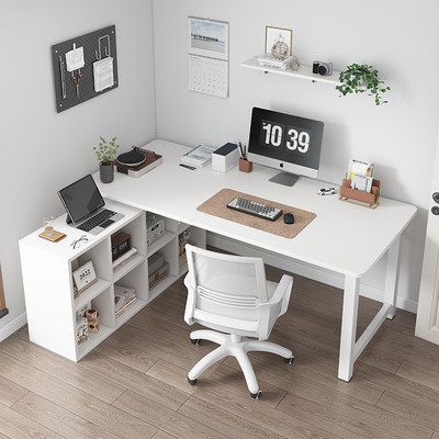 Student household corner desk and bookshelf integrated