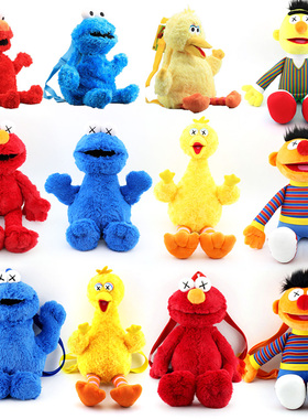 45cm Sesame Sreet Plush Backpack Plush Doll Red Elmo Blue Co