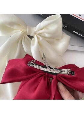Elegant Bow Ribbon Hair ClipSimple Solid Satin Spring Clip H