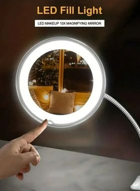 Flexible Gooseneck Makeup Mirror with LED Light 10X Magnifyi