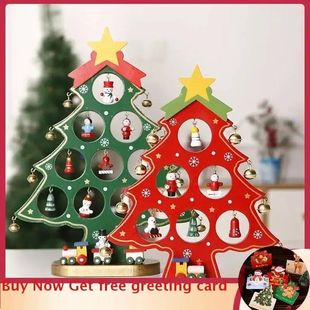 Wooden Christmas Tree Desktop Ornament DIY Mini Christmas Tr