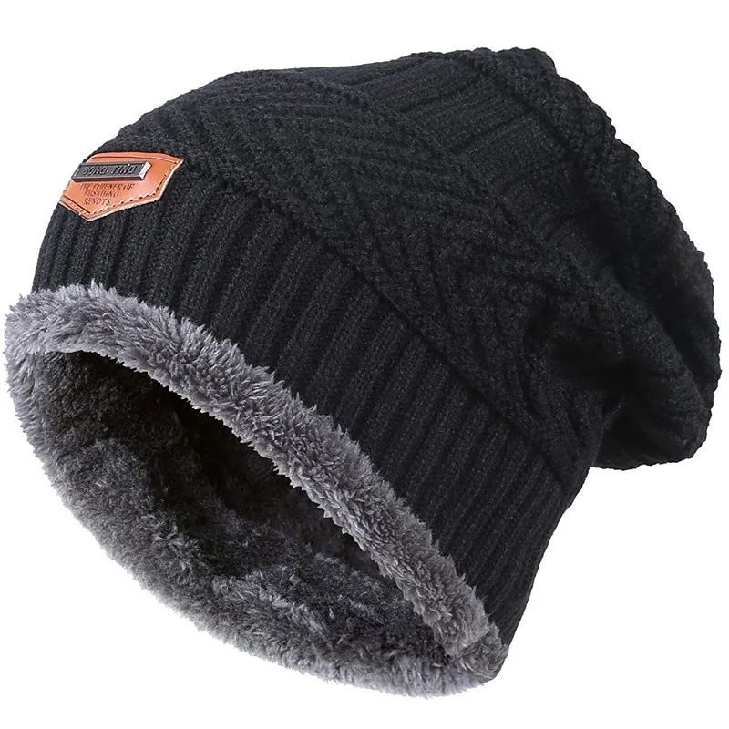 Autumn and winter new men's warm hat Vans fleece-lined knitt