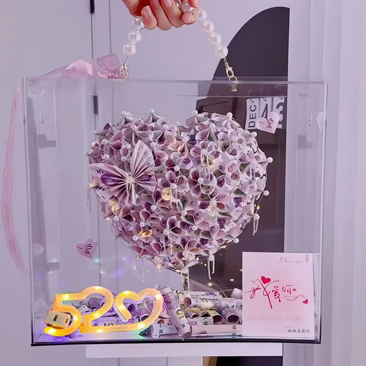 创意有钱花爱心花束diy材料包