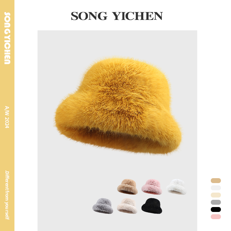 2024新款仿貂毛皮草帽子女
