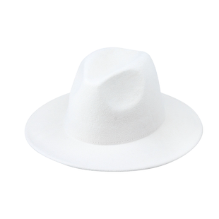 网红mona同款白色羊毛毡爵士帽女名媛风英伦气质时尚羊毛呢礼帽子