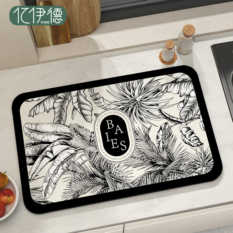 厨房台面沥水垫吧台杯子碗盘控水垫茶台洗手台免洗硅藻泥吸水垫子