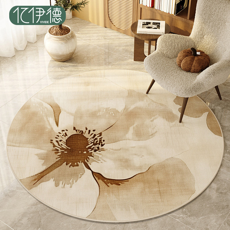圆形地毯高级感卧室免洗转椅地垫