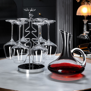 勃艮第轻奢家用红酒杯套装水晶玻璃高档醒酒器高颜值创意杯架摆件